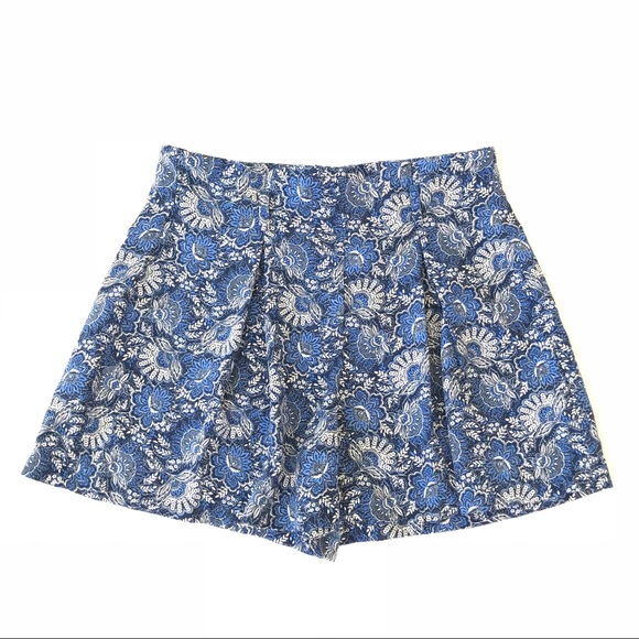 Socialite Blue High Waist Paisley Short Culottes - Picture 6 of 8